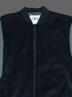 Zara Men's Faux Suede Bomber Jacket